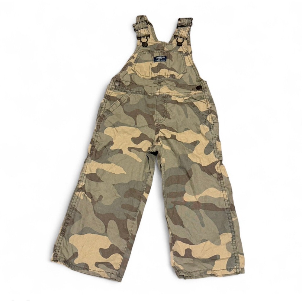 OshKosh B'gosh Boys 2T Camo Overalls Camouflage Cargo Bib Hunting Outdoors